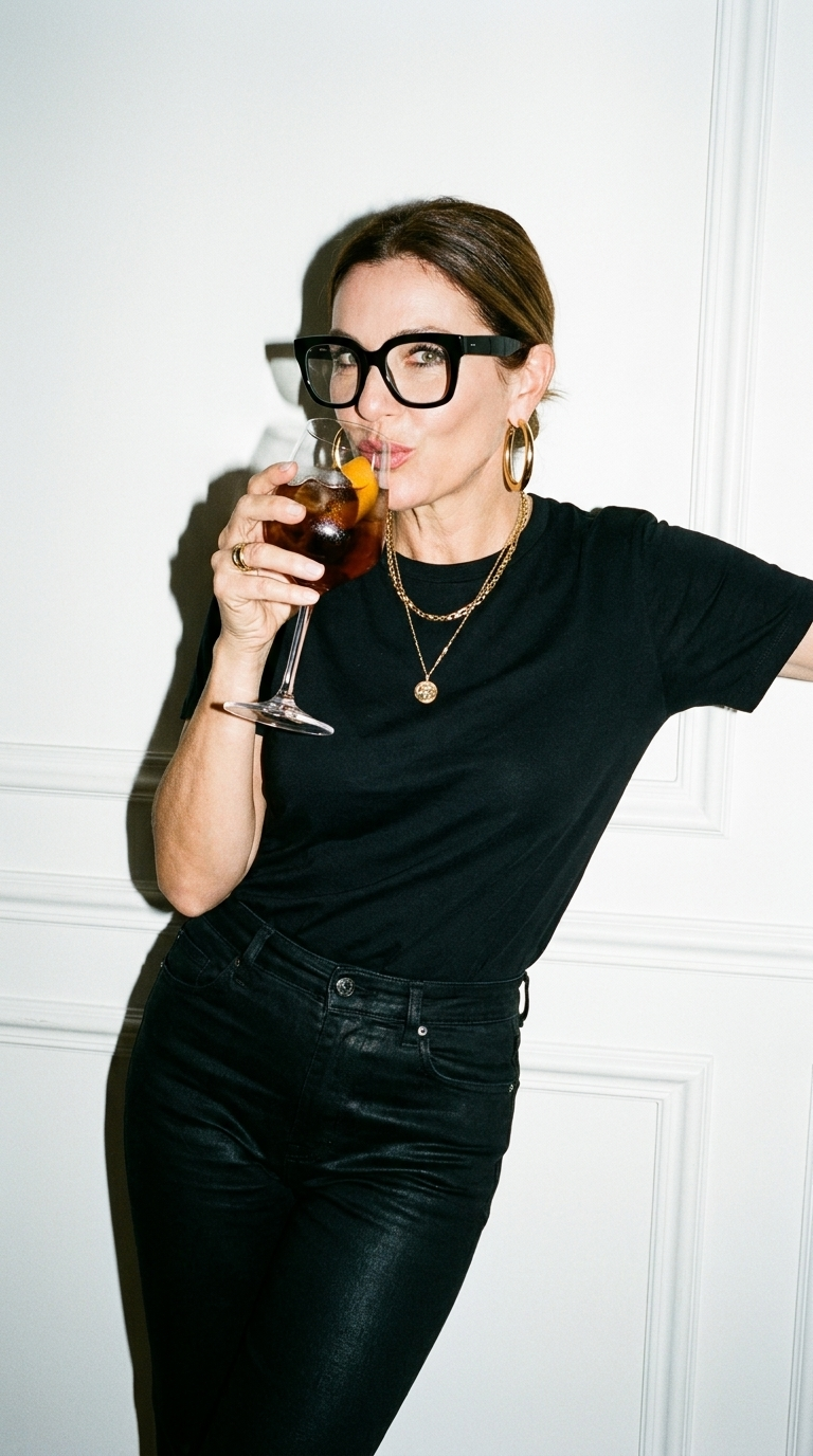 Giulia Barbero sipping a Soria Spritz