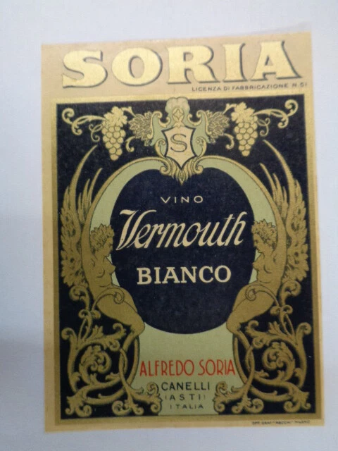 Soria Vermouth Bianco vintage label